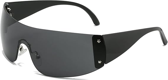 AIEYEZO Oversized Y2K Sunglasses for Women Men Trendy Retro Wrap Around Big Shield Sun Glasses