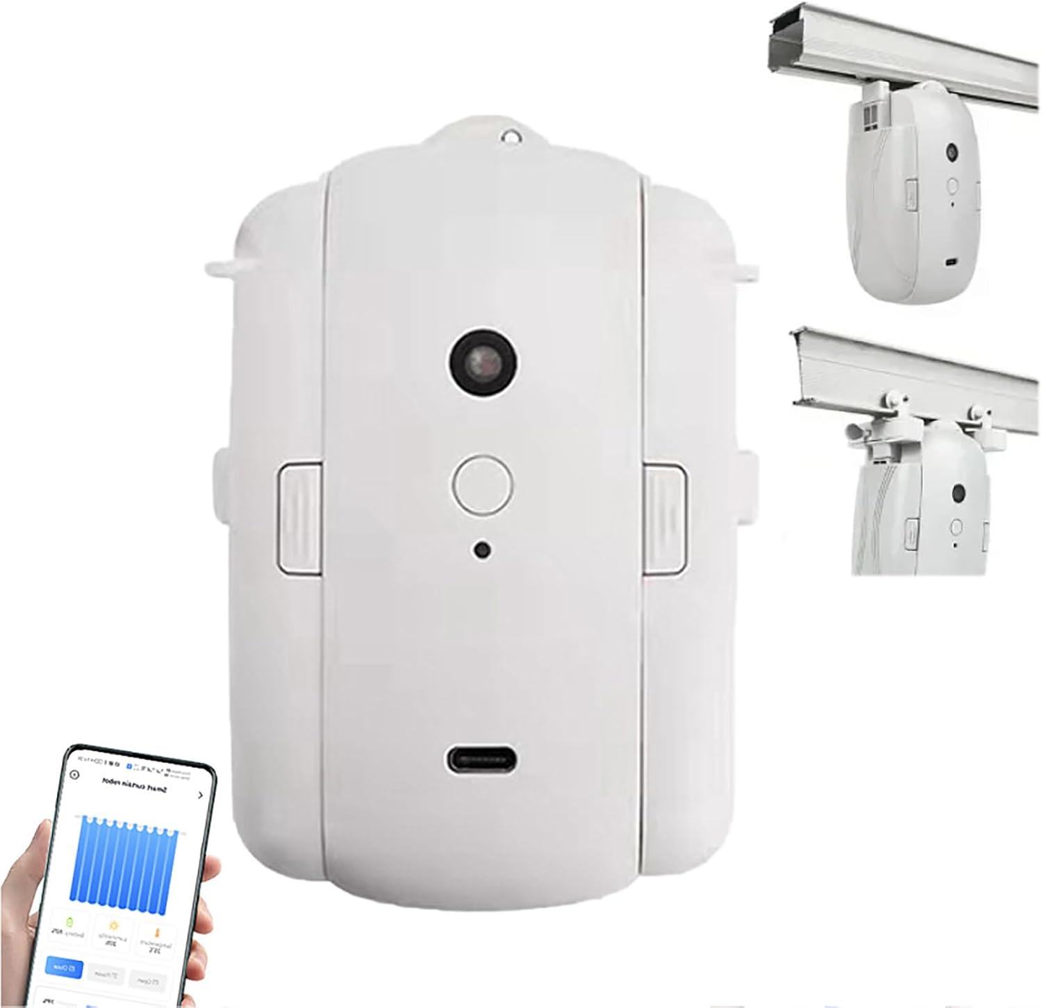 Automatic Smart Curtain Opener, Quiet Curtains Switch Robot with Remote Control, App Control, Voice Control, Timing On and Off for Roman Rod TU-rail for Bedroom Living Rooms Offices Track
