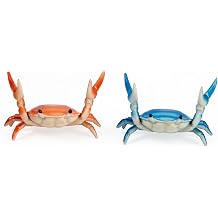 Funny Crab Pen Holder for Desk, 2 PCS Creative Weightlifting Crab Pencil Holder, Novelty Desk Decorations and Office Accessories, Cute Crab Stationery Organizer for Pens, Brushes (Red and Blue)
