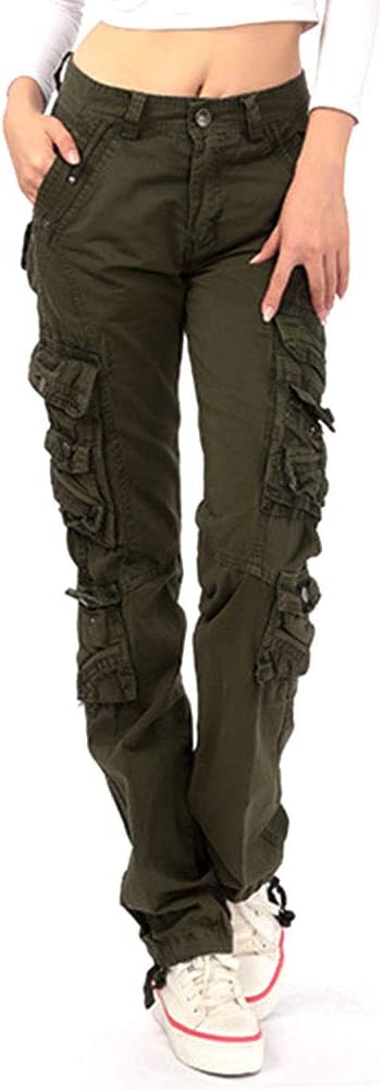 Women Tactical Pants, Casual Cargo Work Pants Military Army Combat Trousers with 10 Pockets