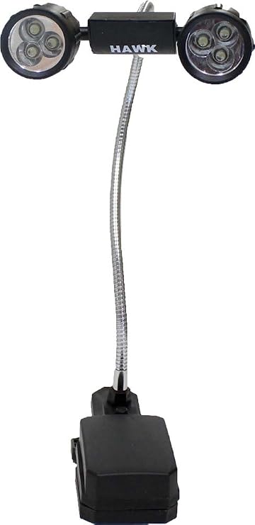 FAROL Adjustable Clip-On Lamp with Twin 3-LED Rotating Lights and Bendable Neck: FL-18176