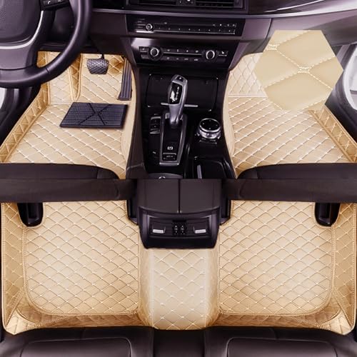 Car Floor Mats for Nissan Murano 2015-2019, Luxury Leather Full Coverage Floor Liner All Weather Protection Carpet. Full SetCream Color