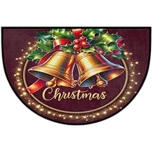 Half Round Doormat Non-Slip Washable Semi Circle Rug Soft Absorbent Half Moon Mat for Indoor Outdoor Entrance Kitchen Bathroom Sink Welcome Fireplace Floor Rug Christmas Snowman Beer decorate