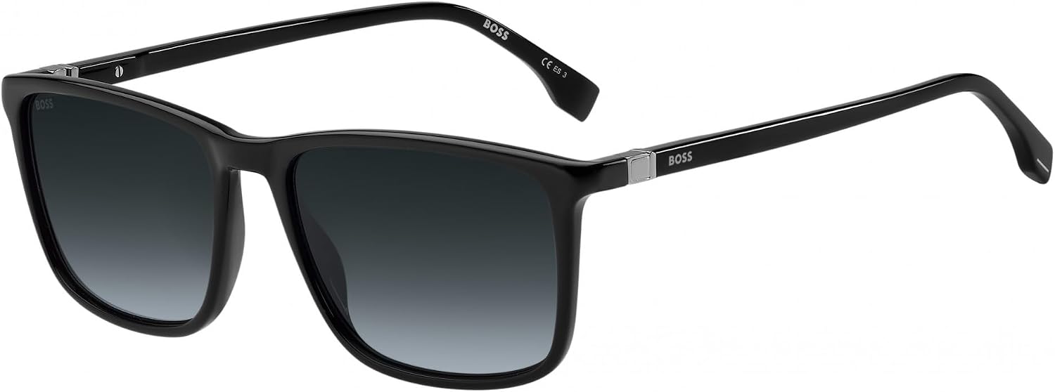 HUGO BOSS Mens 1434S Sunglasses, Black, 56