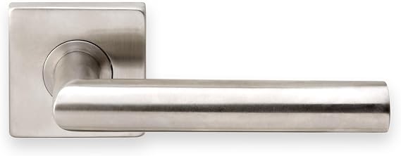 INOX SE Square Rosette TL4 Tubular Passage Door Lever Set, Frankfurt Lever, Interior Door Lever with 2-3/8 Inch Backset, Satin Stainless Steel, SE105L461-32D