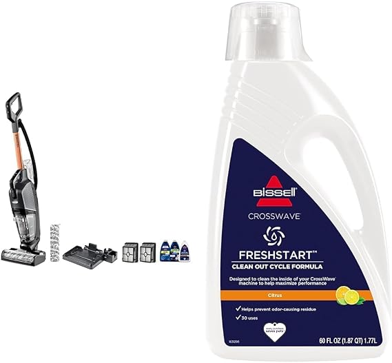 Bundle of BISSELL CrossWave HydroSteamTM Wet Dry Vac, Multi-Purpose Vacuum, 35151 + Bissell FreshStart CrossWave Cleanout Formula, 60oz., 3557