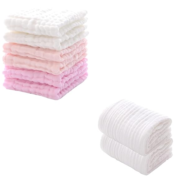 MUKIN Baby Washcloths and Burp Cloth and Baby Bath Towels