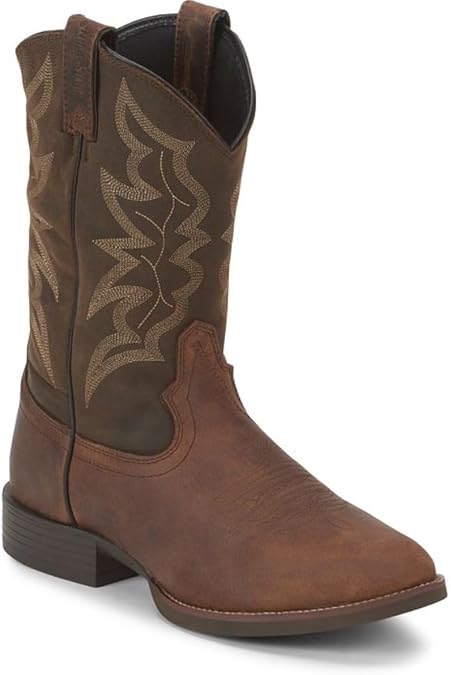Justin Buster III 11" Western Boots for Men - Stampede Collection - Cowhide Rubber Outsole