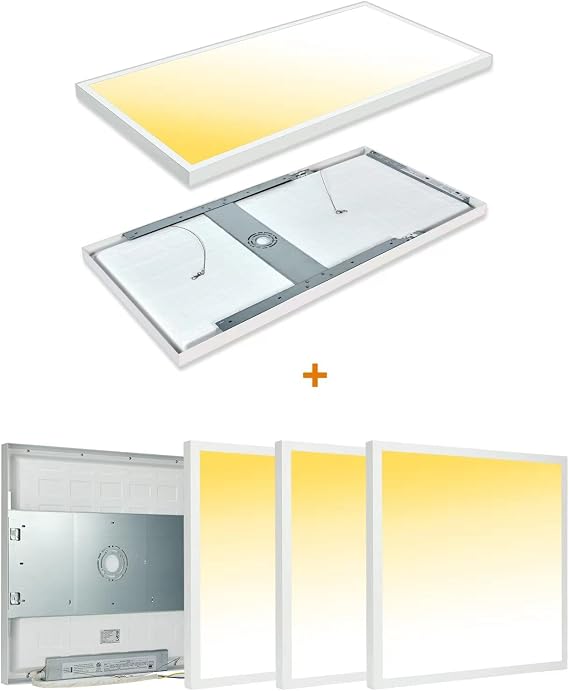 2x4 Flat Panel LED Flush Mount Ceiling Light 2-Pack and 2x2 LED Surface Mount Flat Panel Light 4-Pack Bundled Product