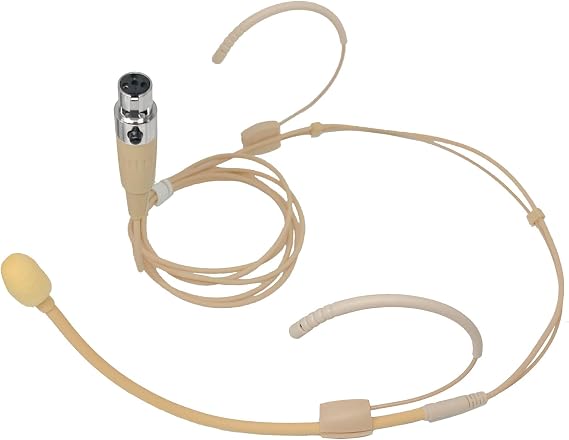 Single Headband Microphone Compatible with Shure Wireless Transmitter, Beige Omnidirectional Condenser Microphone (Mini XLR TA4F Female)
