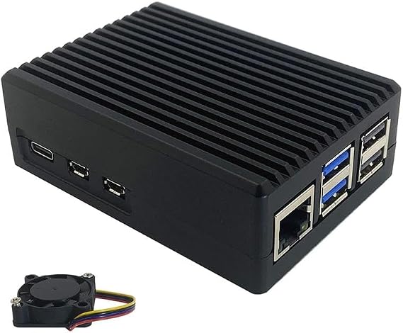 Raspberry Pi 5 için Dört Hatlı Fanlı Metal Alüminyum Kasa