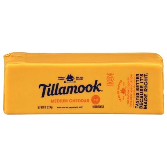 Tillamook Medium Cheddar Cheese, 5 Pound - 2 per case.