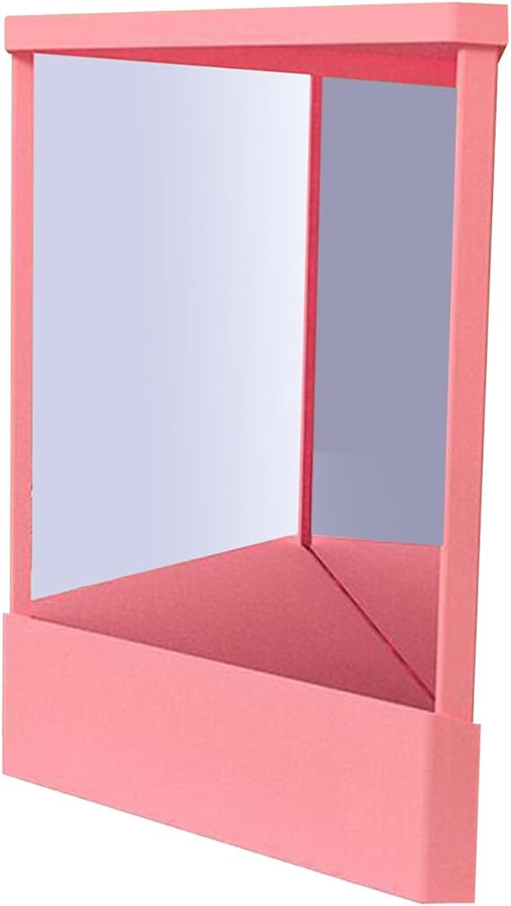 Non-Reversing Mirror for Makeup and Grooming, True Image Vanity Tool with Real Reflection, Lightweight ABS Tabletop Frame Pink S