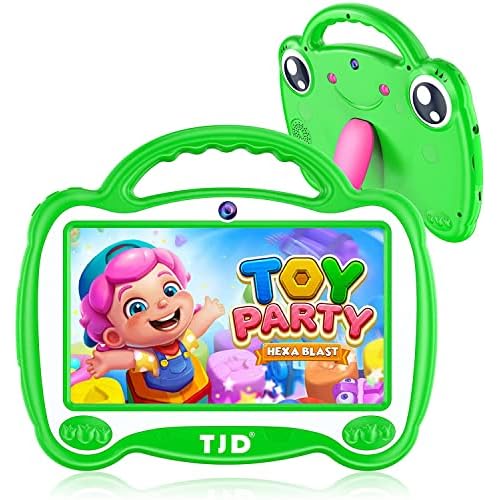 TJD Android 12 Tablet 7.5 inch, Quad-Core Processor, PS FHD 1440x1080 Resolution Display, Google GMS Certified Kid Tablet, Wi-Fi, Bluetooth Green
