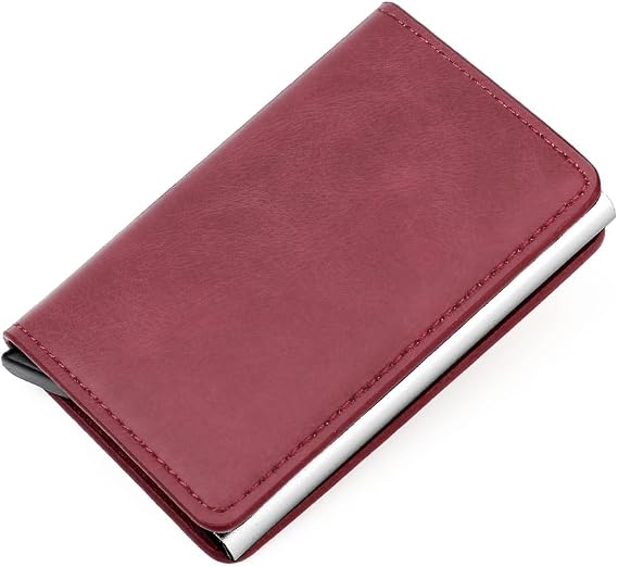 Pop up Card Wallet RFID Blocking Men Slim Metal Credit Card Holder Business Money Pocket Card Case for Men and Women (red)