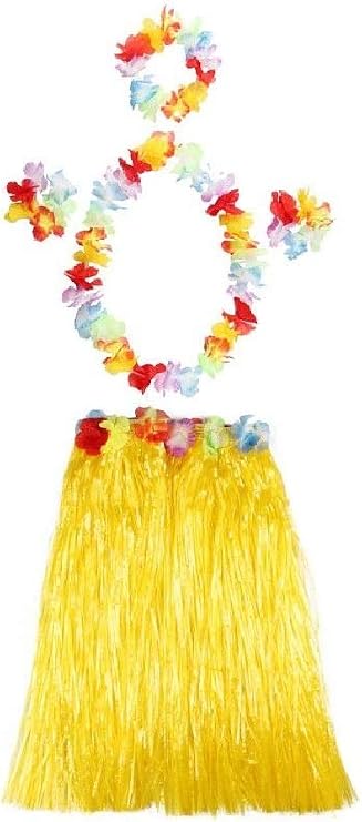 Matissa Women's Hula Skirts Hawaiian Grass Skirt and Flower Leis Headband, Necklace and Wristband for Laua or Beach Party