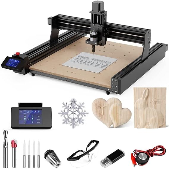 Twotrees TTC450 3-Axis Desktop CNC Router Machine - All Aluminum, 18.1"x18.1"x3.1" Work Area - Engraving Cutting for Wood, MDF, Acrylic, PCB, Carbon Fiber