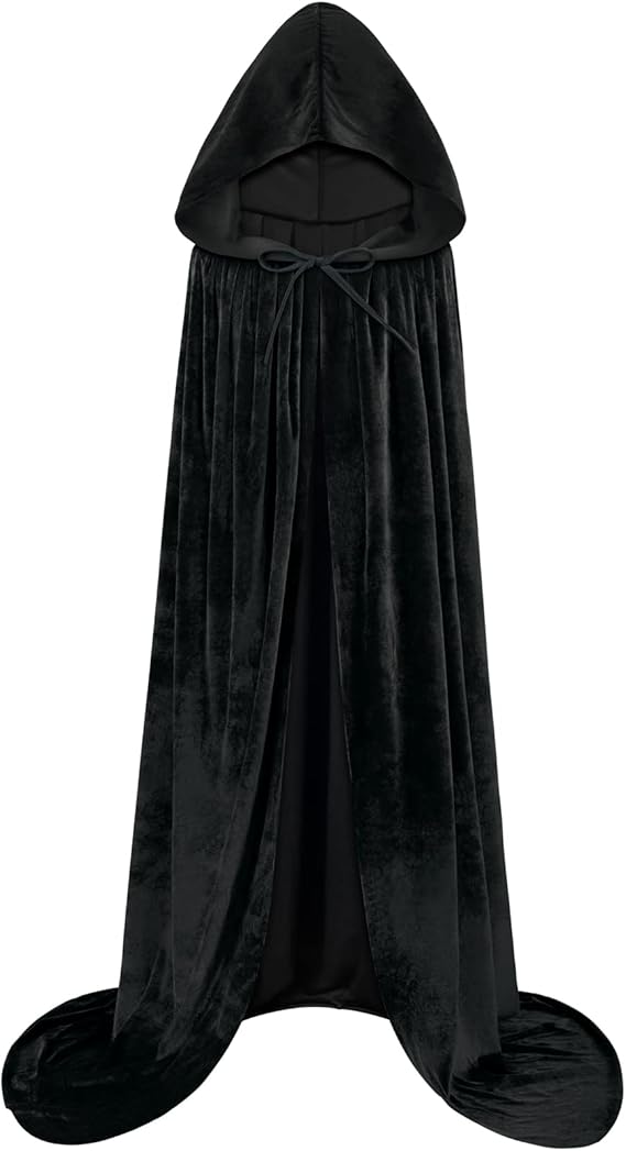 Sarfel Hooded Cloak Velvet Cape with Hood Halloween Capes Women Witch Costume Vampire Cloak Wizard Robe Men Cosplay Costume