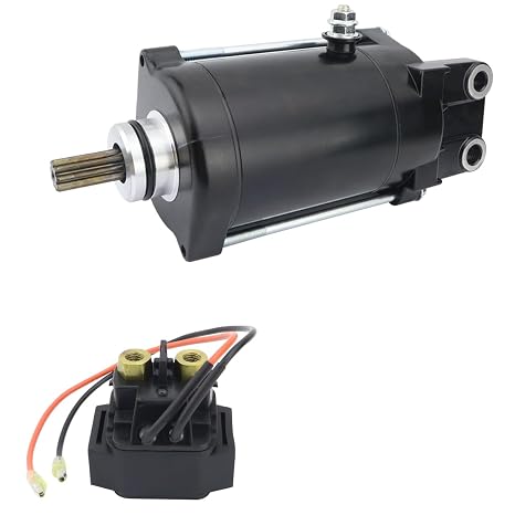 Starter & Relay for Yamaha WaveRunner FX/FX Cruiser/FX HO/FX Cruiser HO FX1000/FX1100 04-08| AR230/SX230/SR230 HO 05-09| 212SS/212X/232 LE S 08-10, 60E-81800-00-00 18433, FX Cruiser Starter