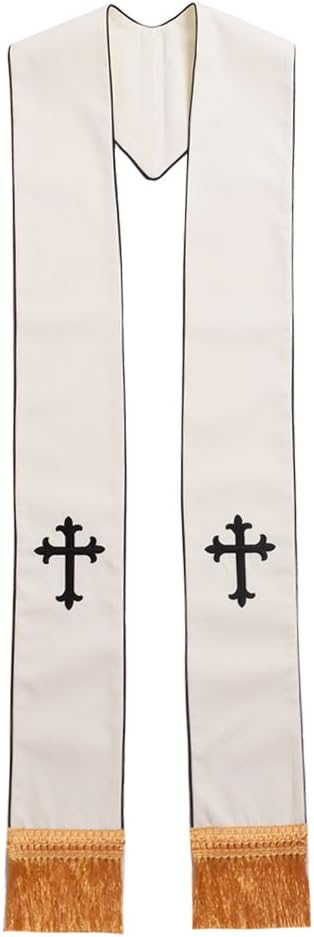 BLESSUME 1PC Clergy Mass Stole Cross Embroidered Wedding Stole