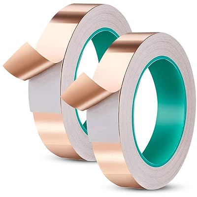 Copper Foil Tape with Double-Sided Conductive Adhesive Foil Copper Tapes 2 Rolls 8 Sizes for Electrical Repairs...
