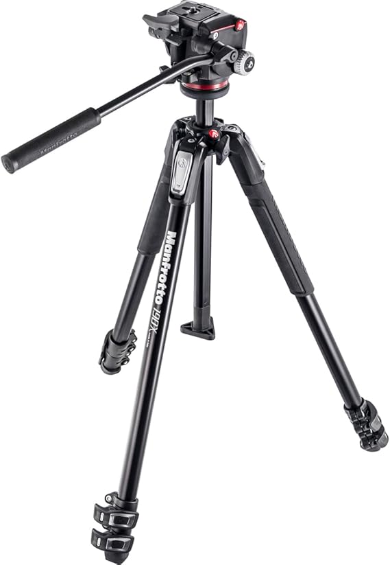 Manfrotto 190X Aluminum 3-Section Tripod Kit with XPRO Fluid Head (MK190X3-2W) Black