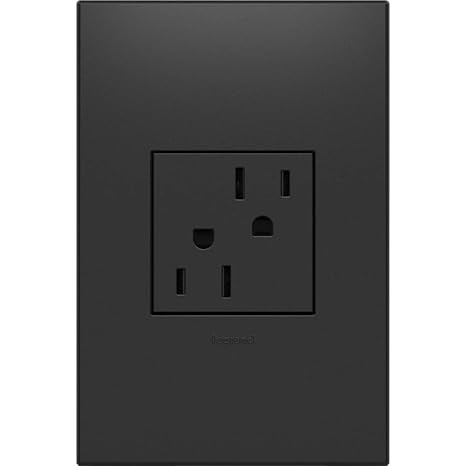 Legrand adorne 15A Tamper-Resistant Outlet with Matching Wall Plate (Graphite Finish, 4 Pack), ARTR152G4WP-4PK