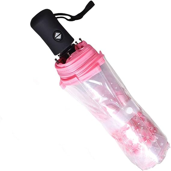 Cherry Blossom Automatic Transparent Umbrella Folding Compact Clear