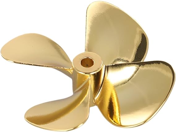 RC Boat Model 55mm/60mm 4-Blade Metal Propeller with 4mm Shaft, Zinc Alloy Casting for RC Marine ROV, Gold Plated, Left or Right Hand Rotation(D55mm Right Hand)