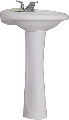 Fine Fixtures Prestige White Pedestal Sink Vitreous China Ceramic Material 22 X 18