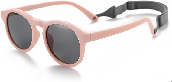 Baby First Sunglasses with Strap Round Flexible UV400 Polarized Infant Sunglasses for Ages 0-24 Months