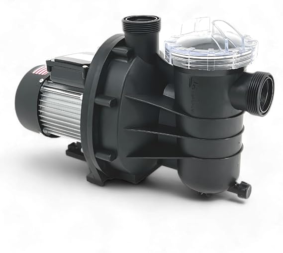 FibroPool 1HP Above Ground Pool Pump 4500 GPH High Efficiency Motor, Clear Lid Strainer, 120V Pool Pump with Hose Adapters for Easy Installation, Heavy Duty ABG100