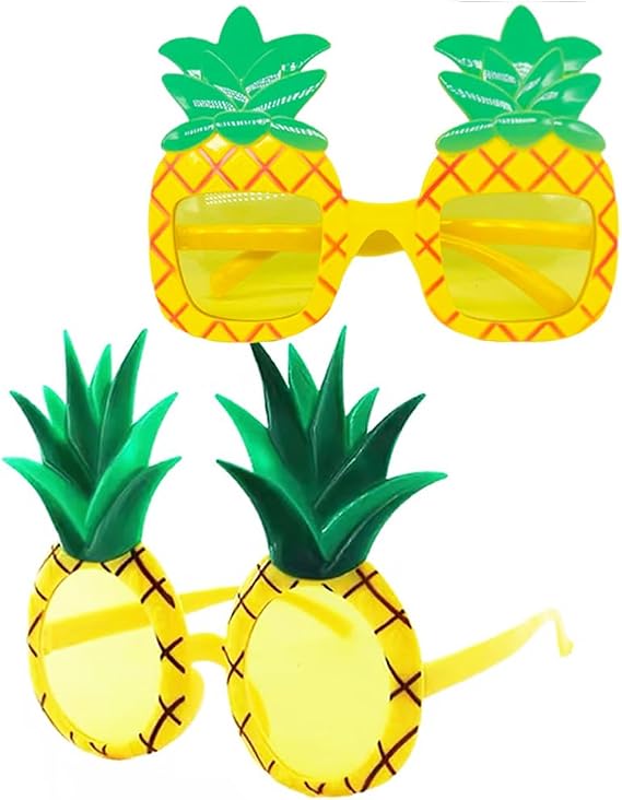2 Pcs Pineapple Party Sunglasses Funny Hawaiian Glasses Tropical Fancy Dress Props, Summer Party Favors Beach Themed Party Supplies Decoration
