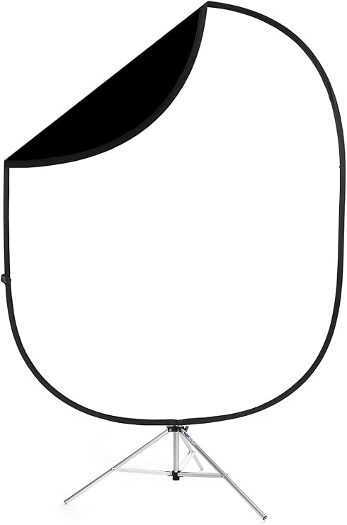 Savage Black/White Collapsible Backdrop, 5' W x 6' H w/ 8' Aluminum Stand