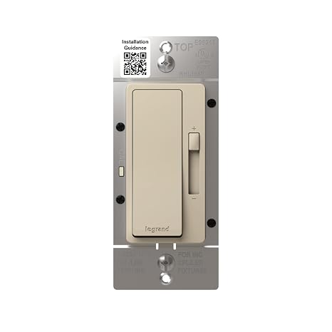 Legrand Radiant 150W LED Dimmer Light Switch 3-Way Rocker Light Almond 1Pk