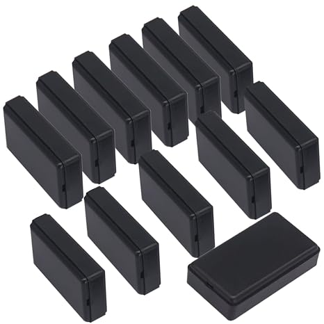 Zulkit 12Pcs Project Boxes ABS Plastic Electrical Project Case Power Junction Box Black 1.97 x 1.10 x 0.59 inch (50 x 28 x 15 mm)