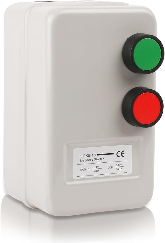 Magnetic Electric Motor Starter - 380V 2.2KW 6.8-11AMP - 3 HP 3 Phase Magnetic Starter for Motors (Button Switch)
