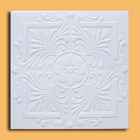 White Styrofoam Ceiling Tile Royal (Package of 8 Tiles) - Similar to Victorian Foam Tiles