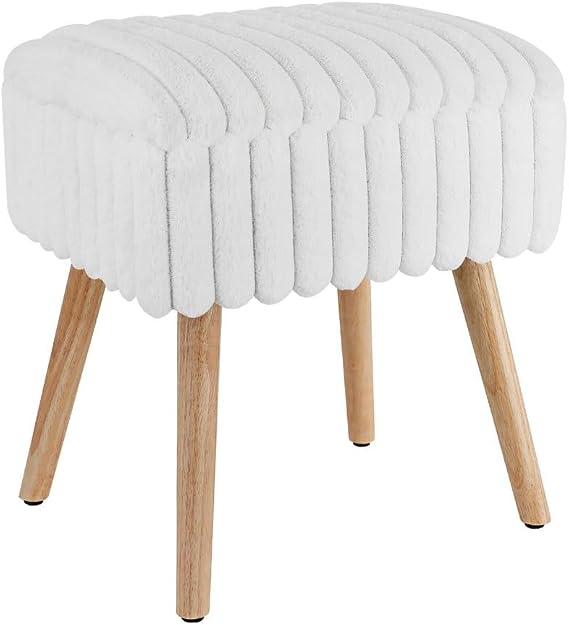 Small Step Stool White Velvet Stool, Modern Simple, Dressing, Suitable For Tea Table, And Living Room