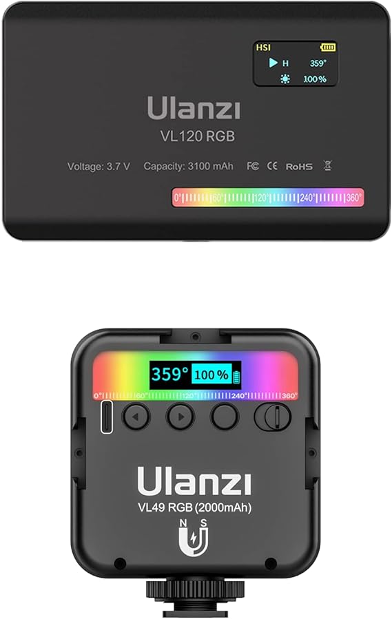ULANZI VL120 RGB Video Light and ULANZI VL49 RGB Video Light