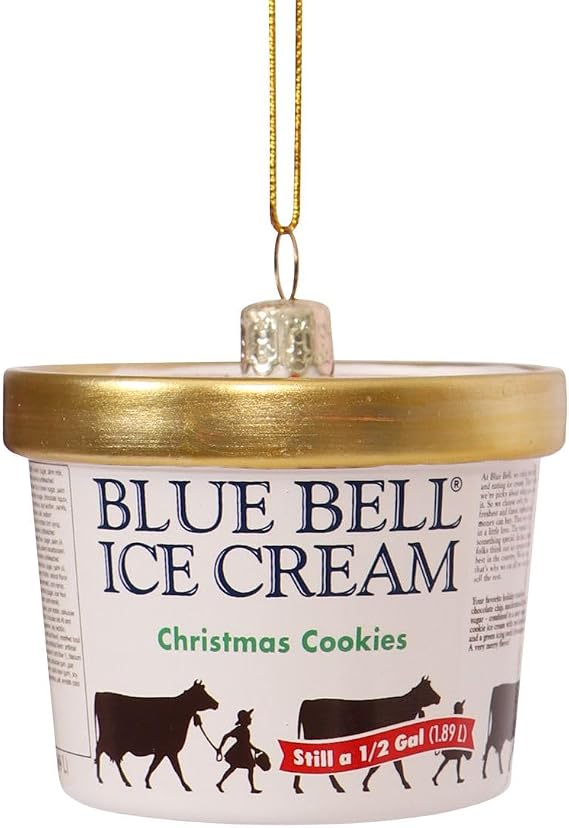 Blue Bell Ice Cream Carton Glass Ornament (Christmas Cookie)