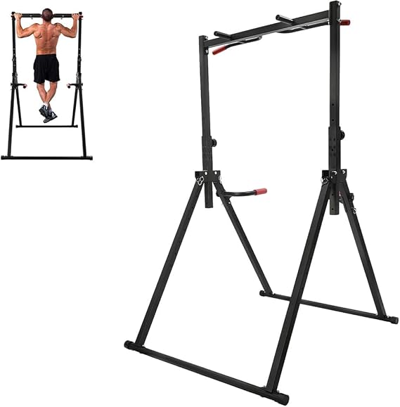zktoermn Pull Up Bar, Triangular Pull Up Station with Thickened Pipe Adjustable Height Pull Up Bar Can Bear 800kg for Home Gym Strength Training Equipment
