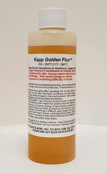 Kapp Golden Flux Lead-Free for Aluminum to Aluminum, Copper, and Stainless Steel: 8oz bottle