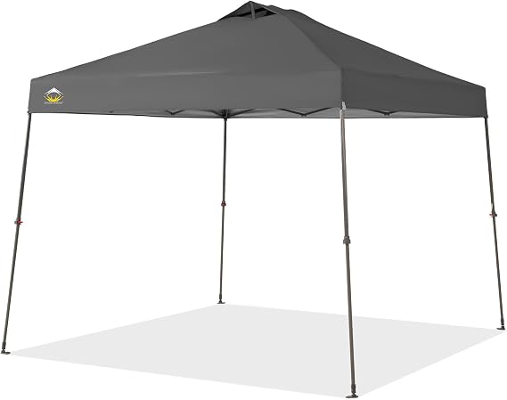 CROWN SHADES Pop Up Canopy - 11x11 Base Canopy Tent with One Push Setup - Pop Up Tent for Events, Parties, Camping - Gazebo with Wheeled Bag, Silver Coated 9x9 Top, Gray