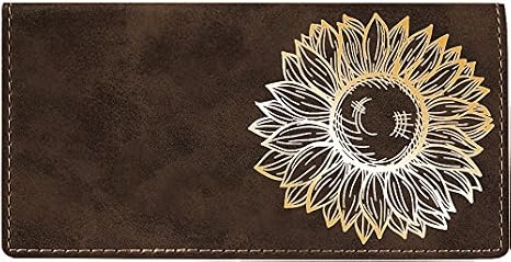 CAROUSELCHECKS Sunflower Laser Engraved Leatherette Checkbook Cover