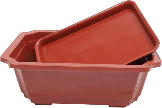 Kisangel Large Rectangular Bonsai Pot, Plastic Planter Pots with Trays Practical Flowerpot Window Box for Flower Plant Container