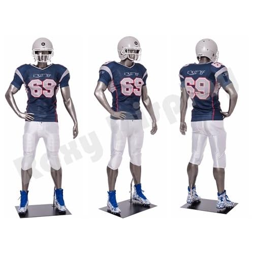 MC-BRADY04 ROXYDISPLAYTM Eye catching male mannequin,abstract style,muscular football player, standing pose with right hand on waist