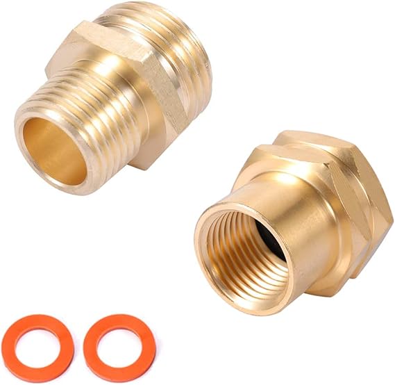 Brass Garden Hose Adapter, 3/4GHT x 1/2NPT Connector,GHT to NPT Adapter Brass Fitting,Brass Garden Hose to Pipe Fittings Connect 2pcs