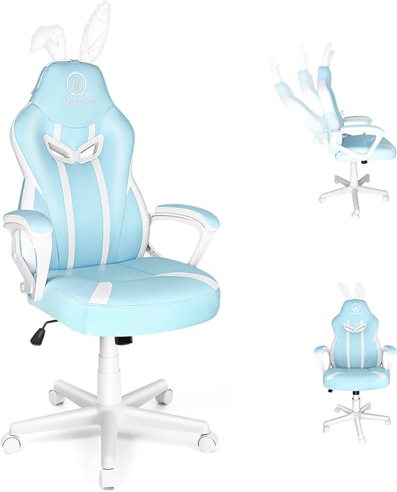 JOYFLY Gaming Chair, Kawaii Gamer Chair for Kids Teens Girls Computer Gaming Chair for Adults, Ergonomic Racing PC Office Chair with Lumbar Support(Light-Blue)