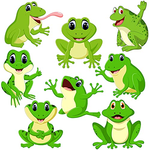 48 Pieces Frog Cutouts Classroom Bulletin Board Decorations Back to School Decorations Cute Green Frog Cutouts for Names with Glue Points for Classroom Teacher Student School Birthday Party Decor